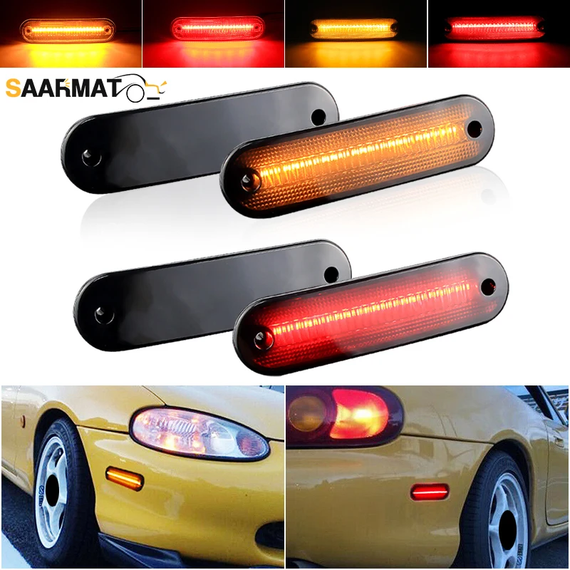 

4 шт. передних/задних светодиодных боковых габаритных фонарей/указателей поворота для Mazda MX-5 Miata 1998-2005, боковые фонари для автомобиля, OEM: 8BN151120