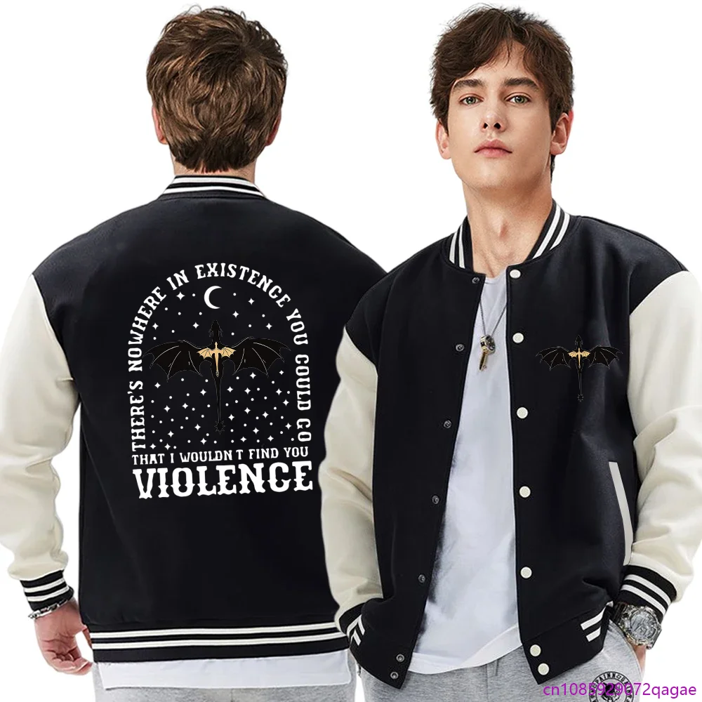 

New Basgiath War College Printed Sweatshirt Men's and Women's Outdoor Street Button Baseball Jersey Jacket Top