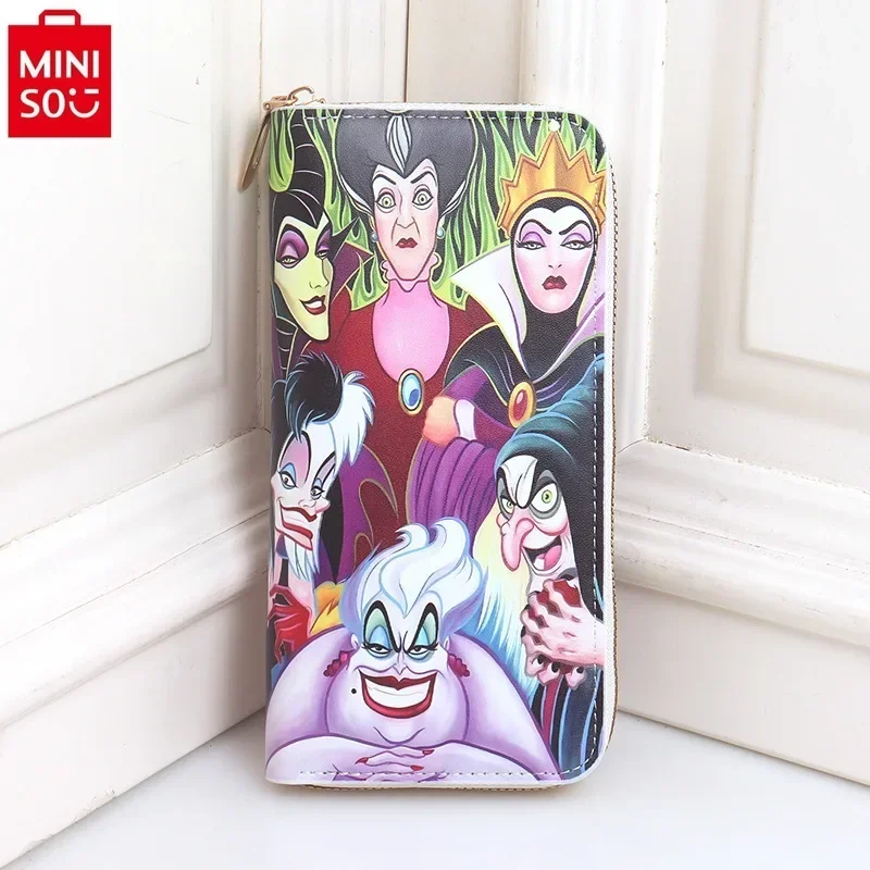 

MINISO Disney Fashion High Quality PU Multi Bay Card Bag for Women's Cute Cartoon Print Multi functional Change Storage Wallet