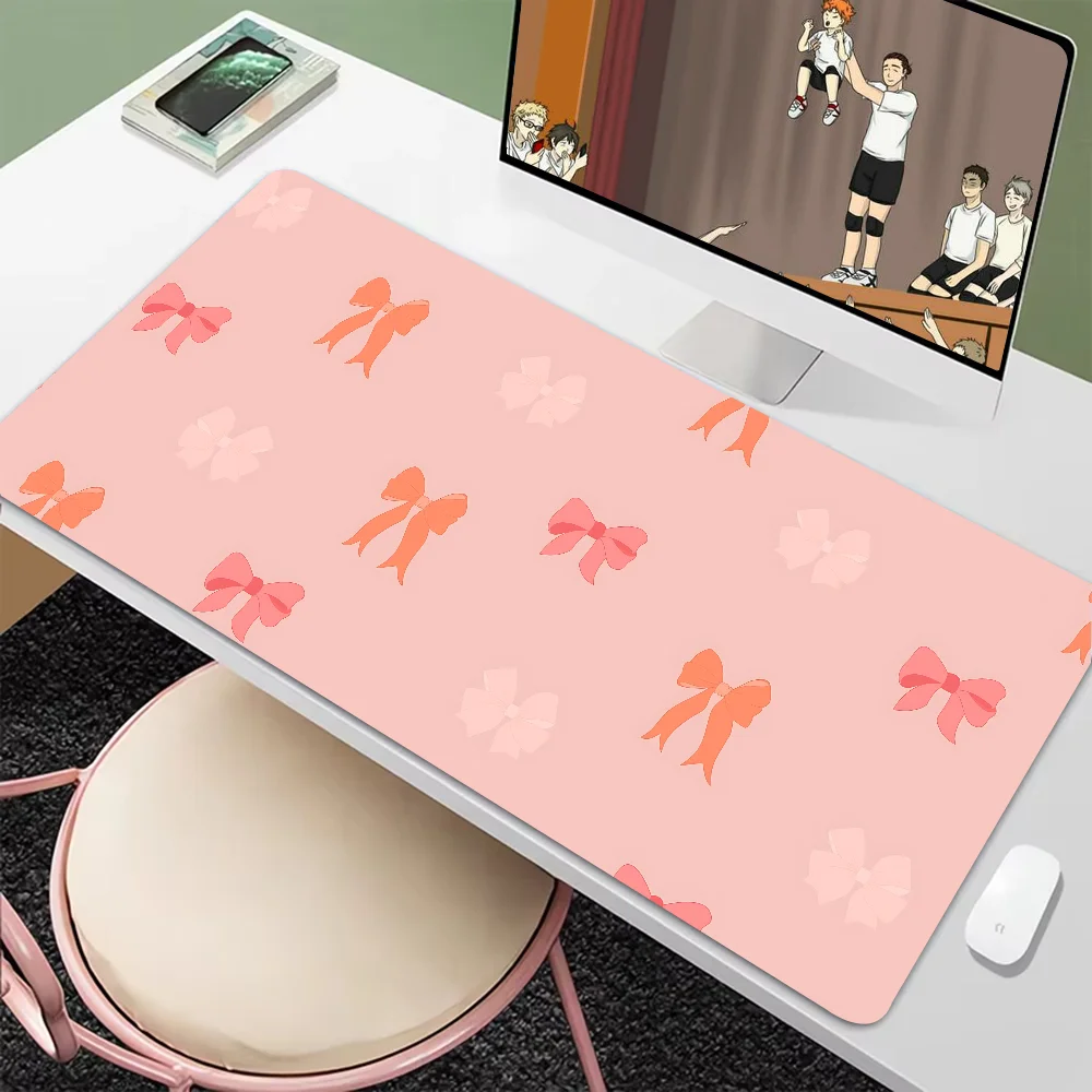 Girl Pink Bow Tie Mousepad New Arrivals Large Gaming Mousepad L XL XXL Gamer Mouse Pad Size For Keyboards Mat