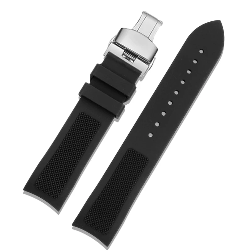 アーク型フッ素ゴムストラップティソ腕時計 1853 T41 リロック機械式スポーツ防水ゴムブラックブルー時計ストラップ 19 ミリメートル