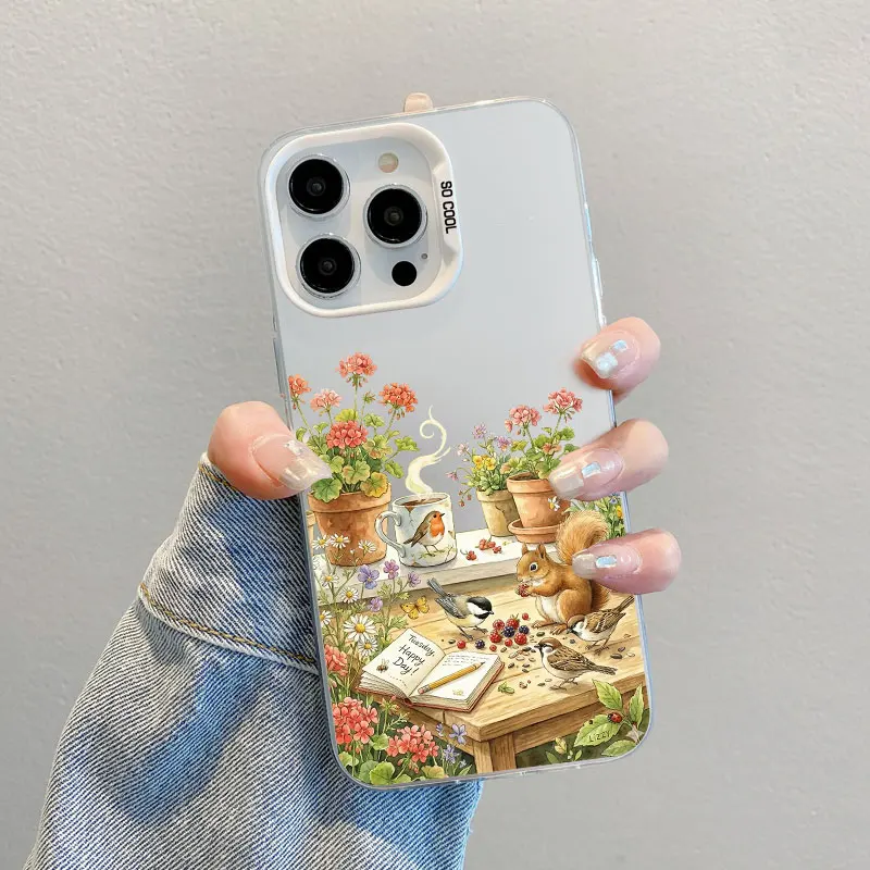 Cute Cartoon Duck Cat Little Animals Laser Phone Case For Samsung Galaxy S25 S22 Ultra Plus S21 FE S24 S23 Ultra Plus FE Covers 6