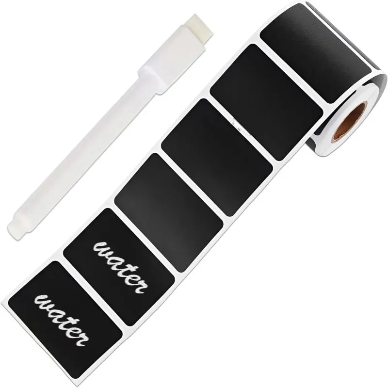 【1 Roll Black Label Paper】Writeable Chalkboard Sticker with White Marker, Reusable Adhesive Labels for Kitchen, Plant Label,Home