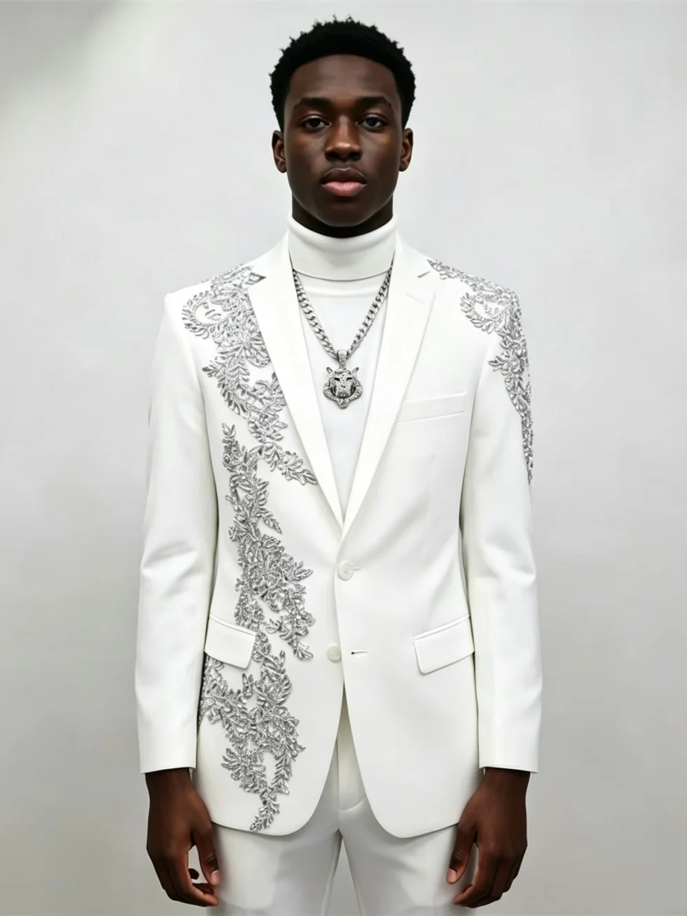 Modern Wedding Tuxedos Crystal Notched Lapel Single Breasted Men Suits Luxury Beaded 2 Piece Set Banquet Jacket Customized