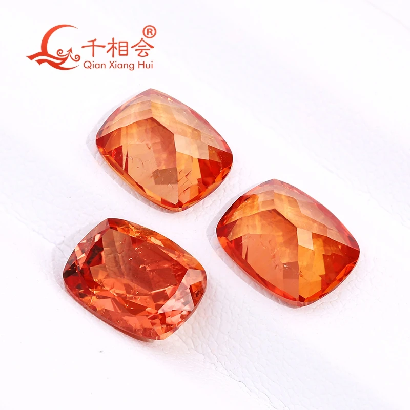 

Длинная резка на подушке, выращенная в лаборатории сапфир Padparadscha оранжевый цвет, натуральная огранка, маленькие трещины, включения, корунд, свободный камень padma