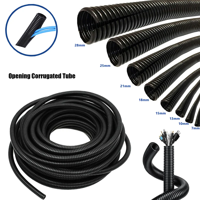 Black 13mm Split Loom Tubing – 6M Length, Flexible Wire Conduit Hose For Automotive, Marine & Industrial Use