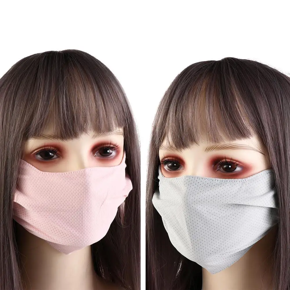 

Sports Riding Hiking For Girl Outdoor Summer Solid Color Sun Protection Sunscreen Mask Face Scarf Face Cover Ice Silk Mask