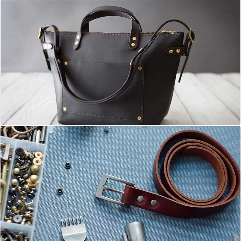 

ABVT-20 комплект медных заклепок и заусенцев, однотонная кожаная медная заклепка, застежка с перфоратором, инструмент для заклепок для кожи, принадлежности для рукоделия