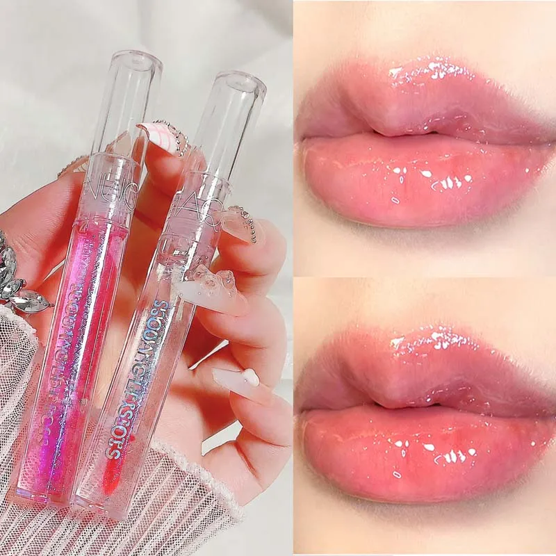 SHAQINUO Color Changing Lip Gloss Shimmer Lip Oil High Shine Moisturizing Plumping Clear Jelly Gloss Long Lasting Lip Makeup