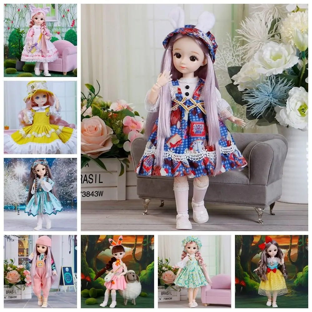 BJD Doll and Clothes Multiple Removable Joints 30cm 1/6 3D Eyes Doll Girl Dress Up Birthday Gift Toy