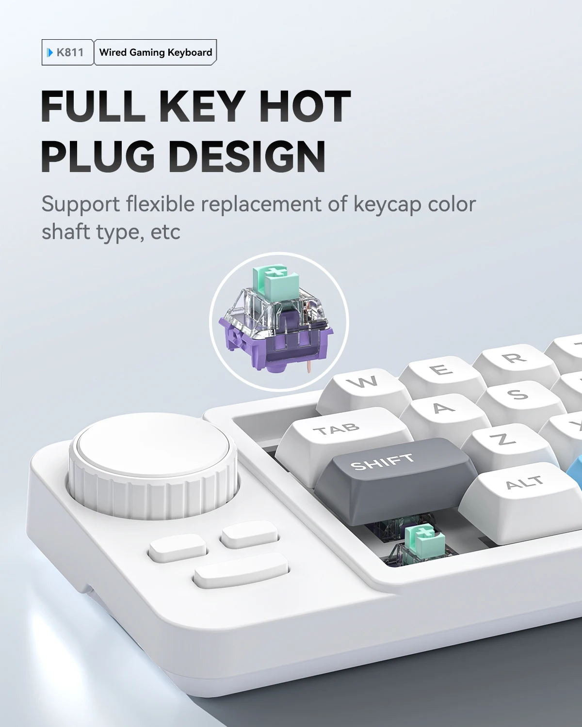 Custom Hot Swap Wired Mechanical Keyboard with Volume Scroll Joystick 19 Keys Programmer Keypad for Computer Laptop Accessory