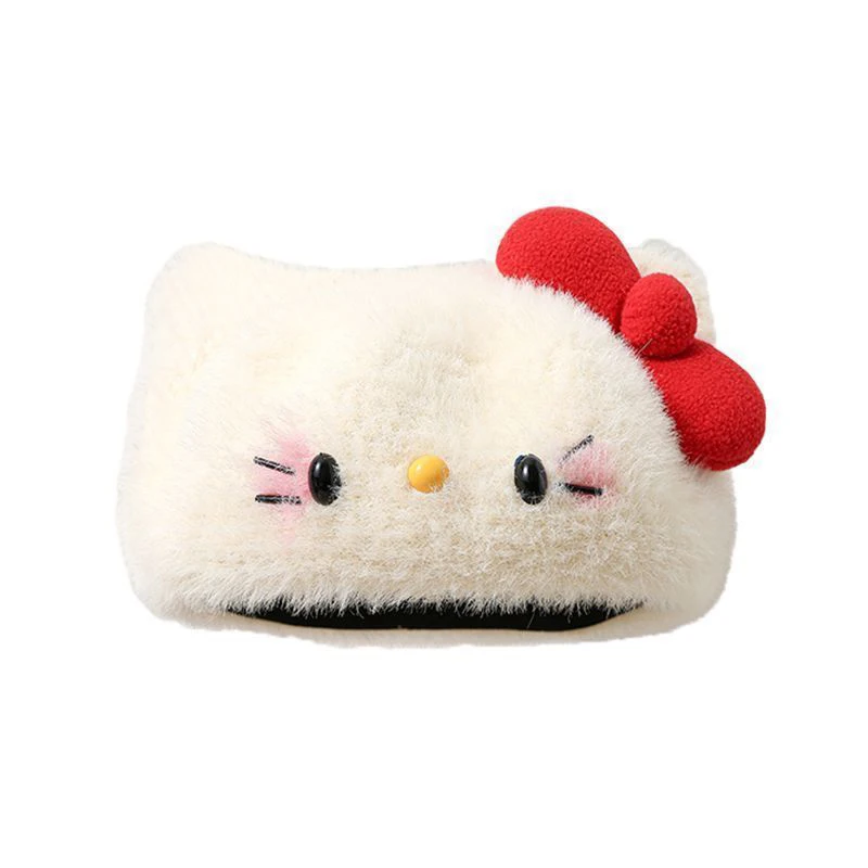 Süße Hallo Kitty Bowknot Plüsch Hut Herbst Winter süße warme Baskenmütze Mode Anime Kopfbedeckung Cartoon Maler Hut Kawaii Mädchen Geschenk