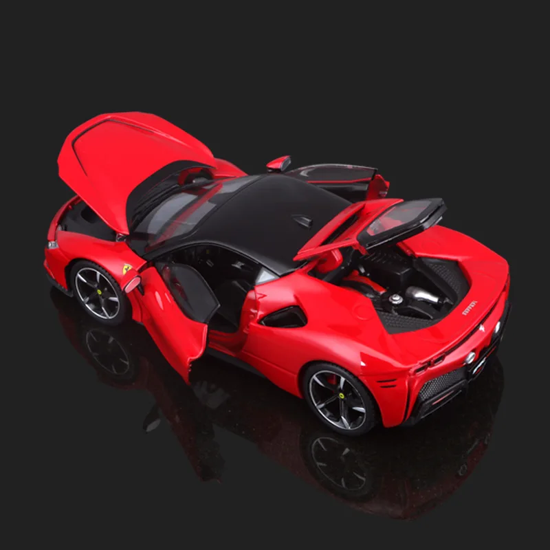 Stocked Burago Original Car Model 1:24 Ferrari Sf90 Roma Monza Sp1 250 Gt 488 Pista Action Model Toys Car Figures Gifts for Kids