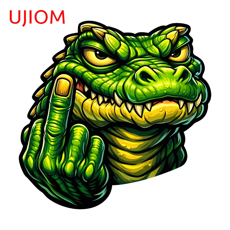 UJIOM One-finger Salute Crocodile Wall Sticker Creative Bedroom Closets Veneer Decals Waterproof Graphics Bathroom Decor