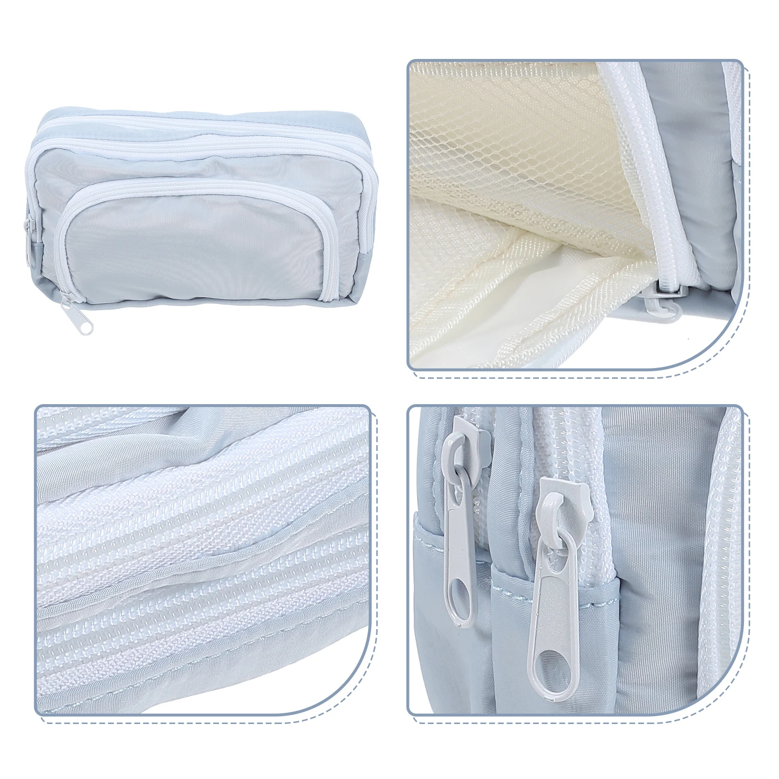 

Large Capacity Cloth Pencil Bag Zipper Stationery Organizer Durable Aluminum Alloy Lightweight Storage Pen Holder For