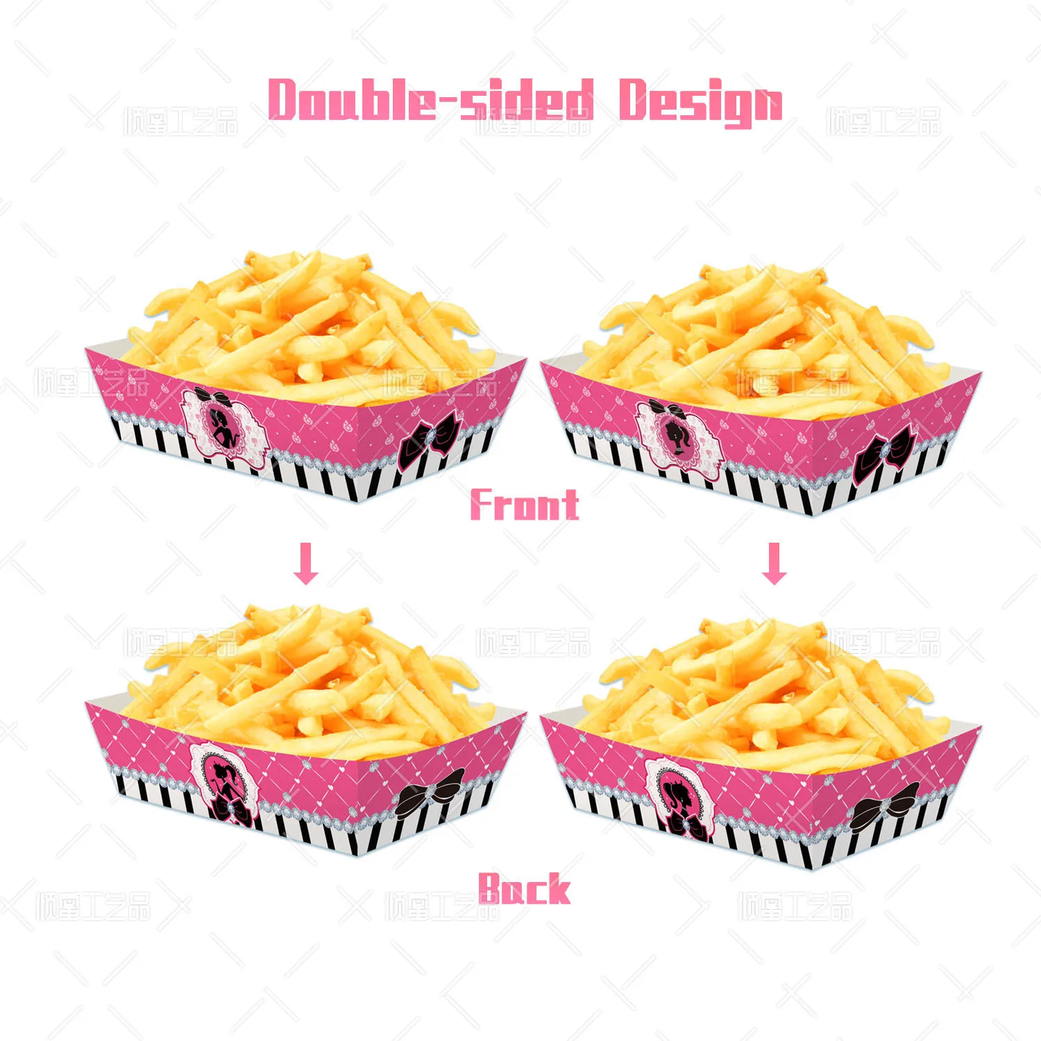 6pcs Barbie Pink Girl Princess Snack Trays Boxes for Party Favor Gift Boxes Birthday Party Decoration Bachelorette Candy Goodie