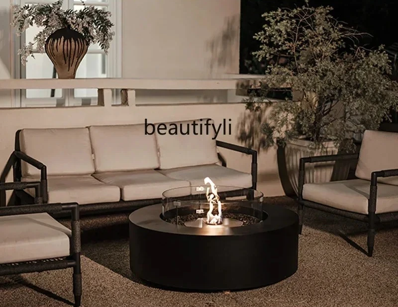 Riscaldatore per camino a fuoco reale per esterni, soggiorno domestico, decorazione della villa, legna da ardere