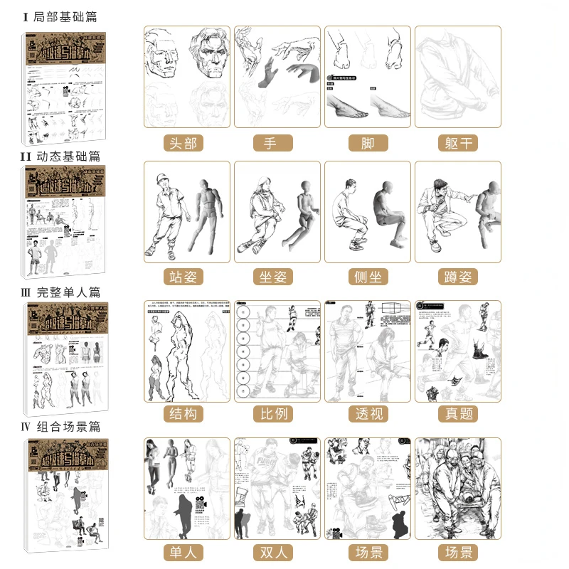 Sketch Painting Book Local Dynamic Decomposition Tutorial Single Player Scene Combination Sketchbook with Detailed Explanation