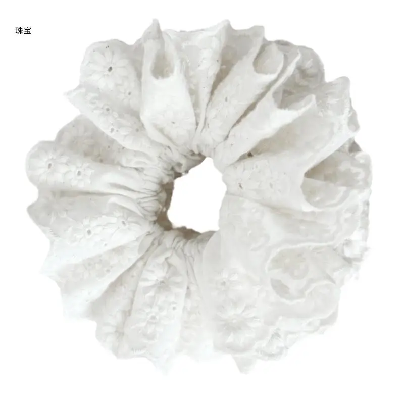 X5QE Elegant Elastic Hair Rings Flower Pattern Edges Fashionable Women Hair Tie