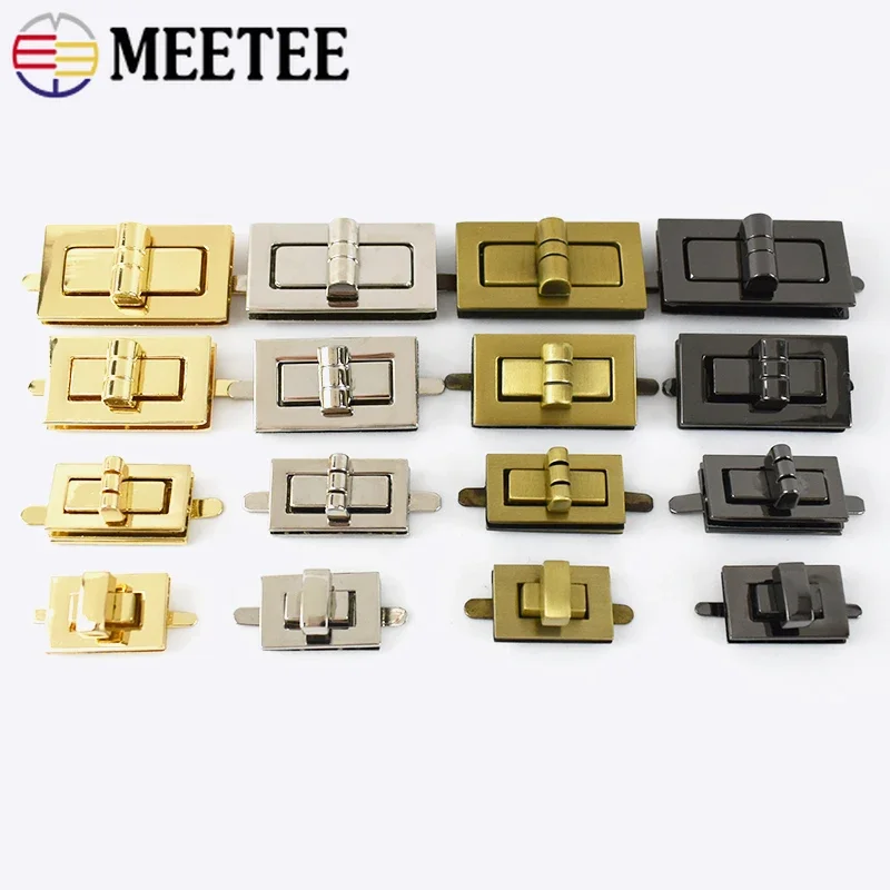 2/5Sets Meetee Metal Twist Turn Lock for Bags Snap Clasp Purse Latch Buckle Closure Locks Handbag Parts DIY Handmade Accessories