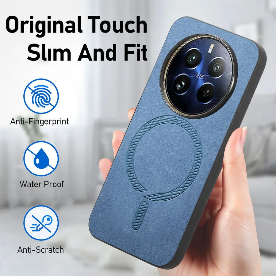 Realme 14 13 12 11 Pro Plus 5G Luxury Case For OPPO Realme 12 4G Magsafe Leather Back Panel Cover Realmi 12 Plus 13 11 Pro Funda