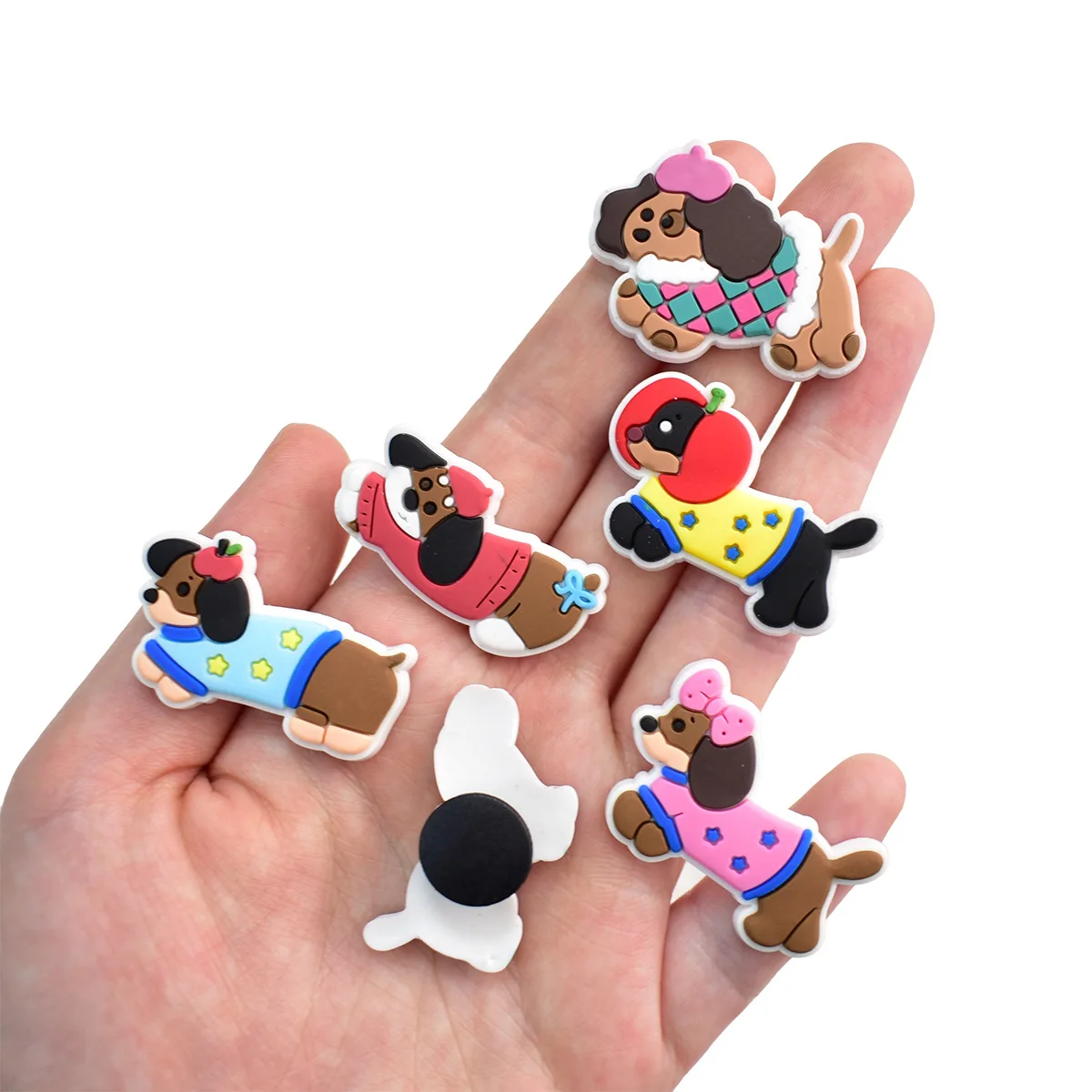 Picture 4: Popular Pastel Cartoon Dachshund PVC Shoe Charms Fashion Easy Install Removable DIY Decor Ornaments For Clogs Best Holiday Gift