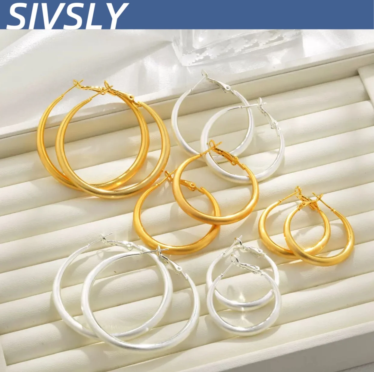 

[Simple earrings] European and American exaggerated round earrings, high-end feeling, personality, luxurious earrings