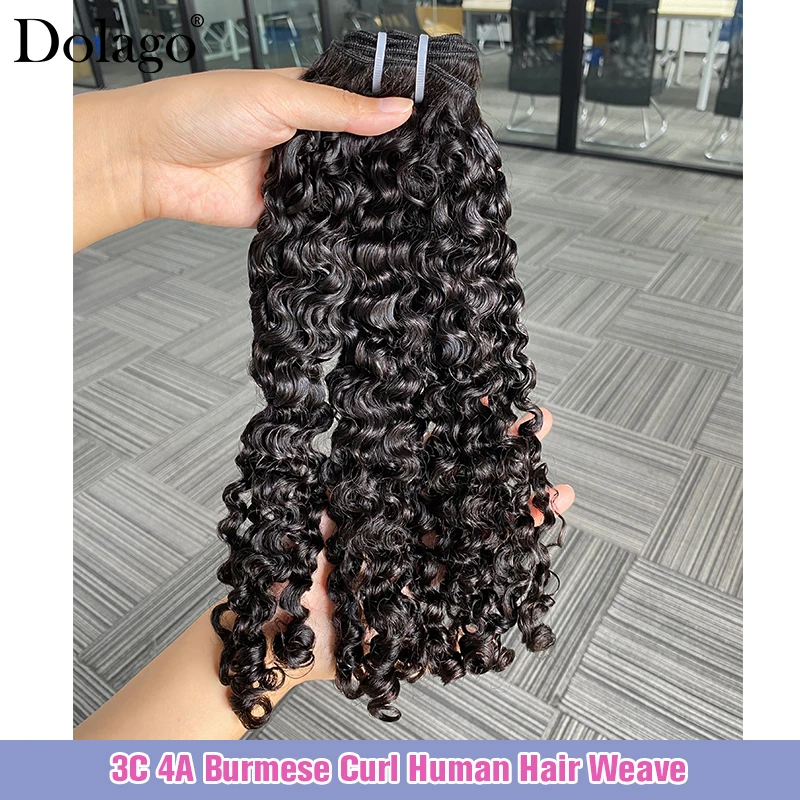 Juego de 3C 4A cabello birmano rizado virgen, extensión de cabello humano vietnamita sin procesar, tejido al por mayor 6