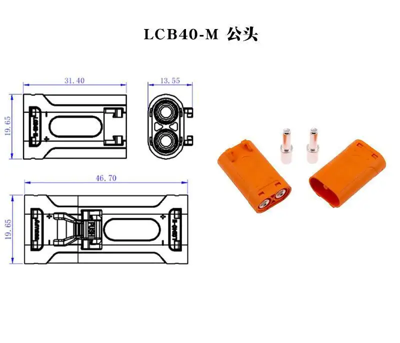 1 Stück LCB40-M/F Stecker und Buchse, Kupfer, versilbert, Verriegelung, horizontal, vertikal, für Leiterplatten, LCB40PB/PW – Detail 4