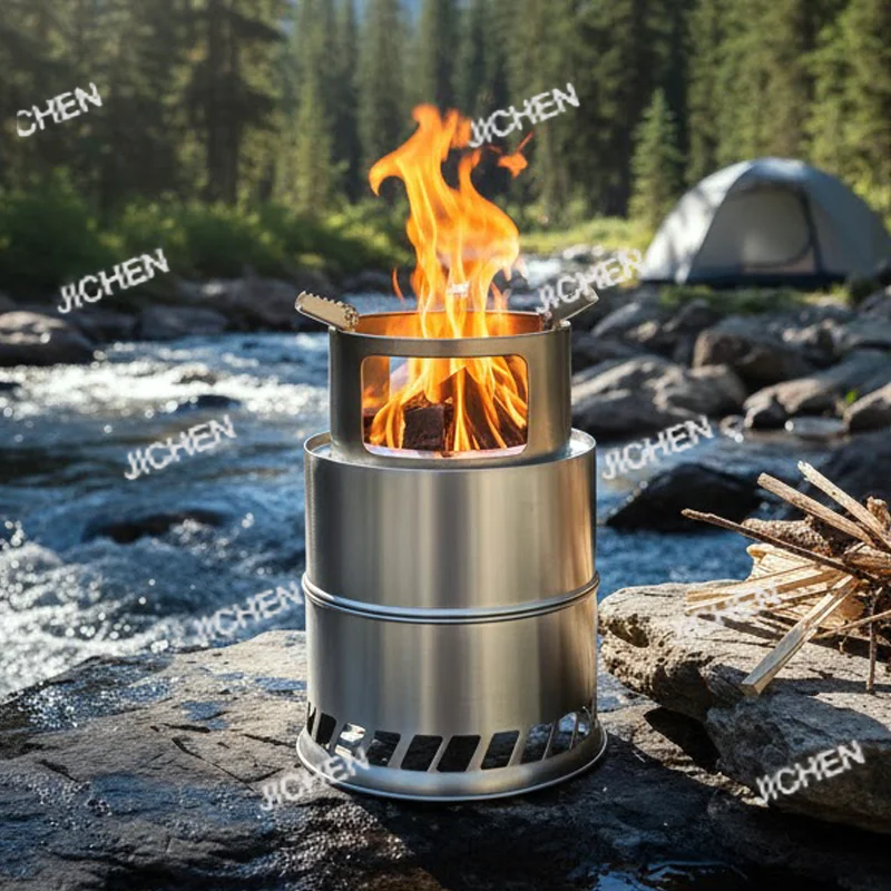 

Уличная портативная дровяная печь из нержавеющей стали, многофункциональная печь для приготовления чая для кемпинга, барбекю