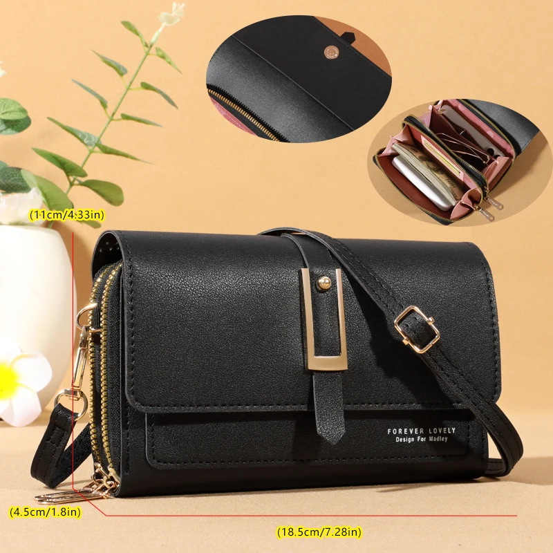 Roulens Piccola Borsa Tracolla Pelle Nera RFID | Portafoglio Donna