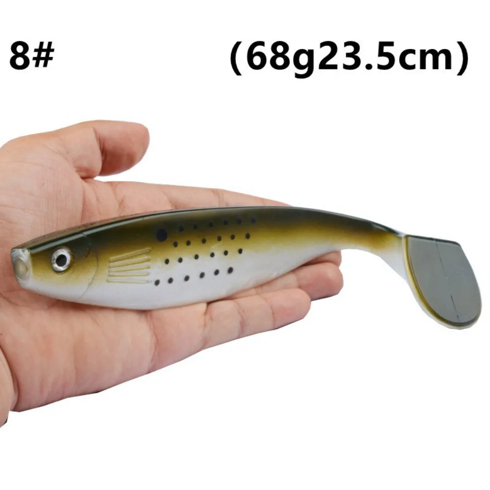 

23,5 см мягкие ПВХ морские рыболовные приманки для окуня и скумбрии, Т-образная форма, многоцветный тонущий тип, упаковка из 4 предметов