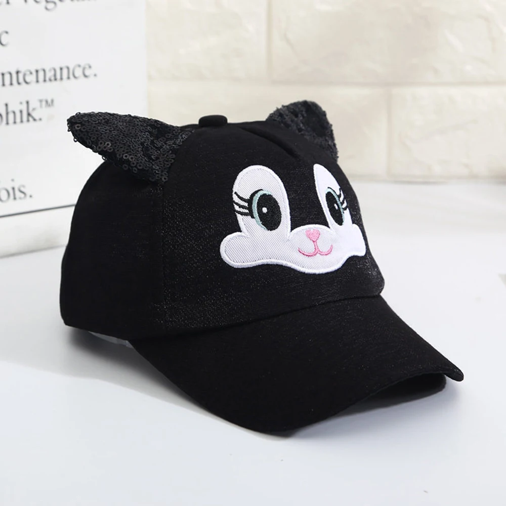 Summer Children\'s Caps New Cute Cartoon Cat Ear Girls Hats Adjustable Baseball Cap For Kids Children Girl Sun Hat 2-8 Years