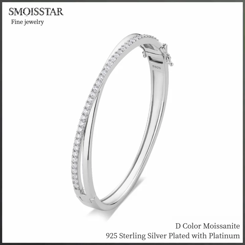 

Cross Design Moissanite Bracelet 925 Sterling Silver 18K Gold Plated - GRA Certified Moissanite Bangle Bridal Wedding Anniversar