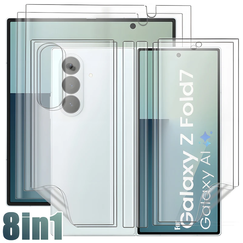 8in1 Fold7 Hinge Protective Hydrogel Film For Samsung Galaxy Z Fold 7 5G HD Soft Inner Full Coverage Screen Protector for ZFold7