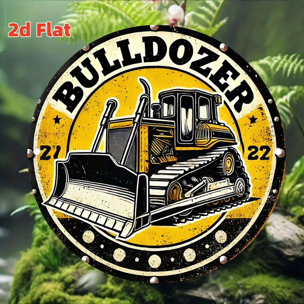 Retro construction vehicle decoration and bulldozer graphics