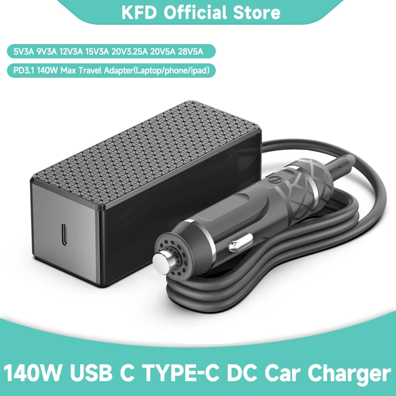 140W 100W 90W USBC TYPEC Car Laptop Phone Charger Power Adapter Fast Charge PD3.1 3.0 for Lenovo MacBook HP Asus Samsung Acer