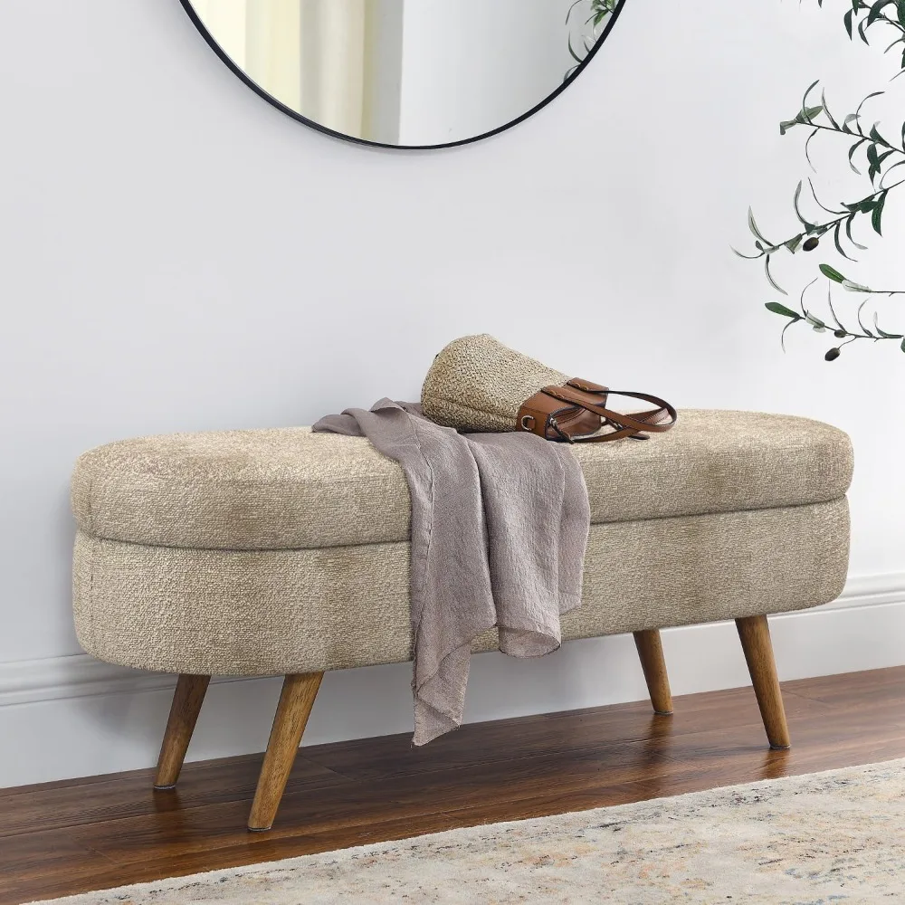 

Storage Ottoman Bench for Bedroom,43.5" Boucle Upholstered Entryway Shoe Seat Bench with Storage, Modern Padded Blanket Chest St