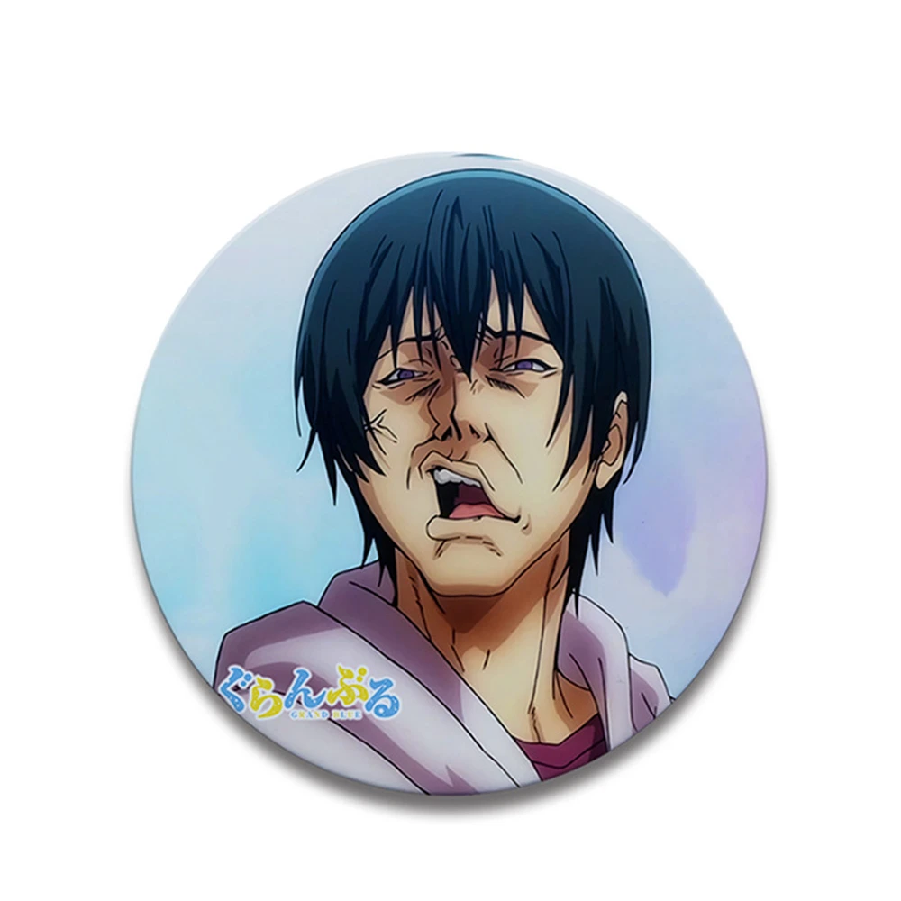 58mm Anime GrandBlue Grand Blue Iori Kitahara Chisa Kotegawa COSTUME Cosplay Distintivo Spilla SPTE Spilla in banda stagnata ﻿   Prop Natale Gilf