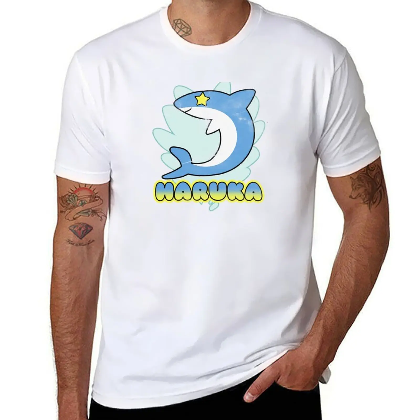 

man shirt t Haruka shirts 100% Grunge Dolphin cotton tshirt men 100% T-Shirt cotton t