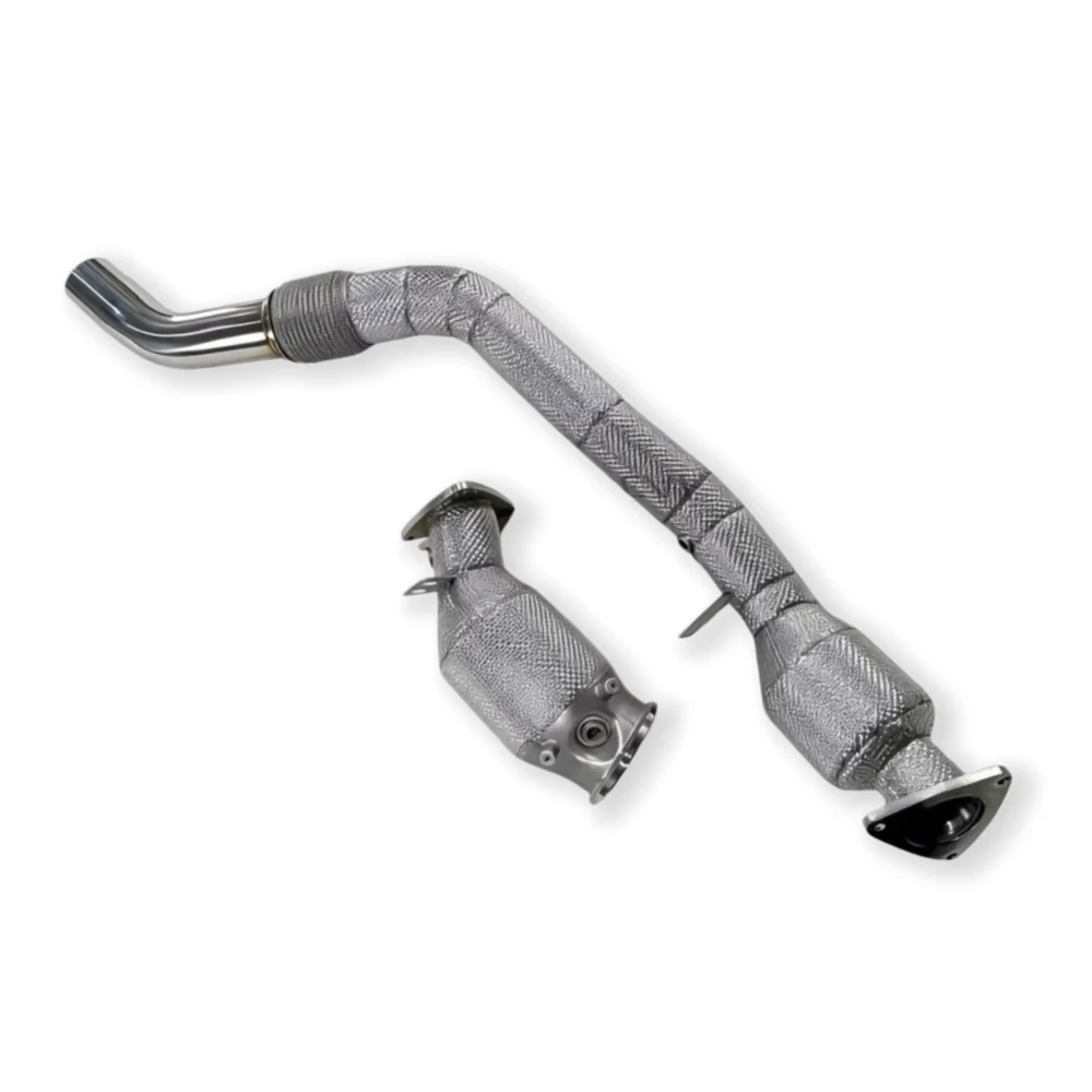 

High-flow downpipe exhaust head for Land Rover Defender 110 3.0T stainless steel exhaust pipes with heat shield exhaust retrofit
