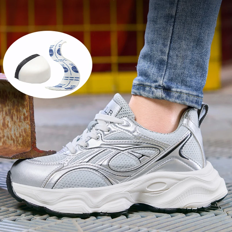 Fashion Women's Safety Shoes Anti-Smash Anti Puncture Work Shoes Lightweight Comfort Protection Shoes Work Sneakers Security image 4