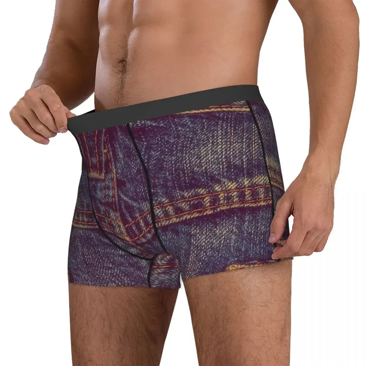 Boxer Underpants Shorts Two Violette Pocket I Love Bluejeans  Panties Male Soft Underwear for Homme Man Boyfriend Gift