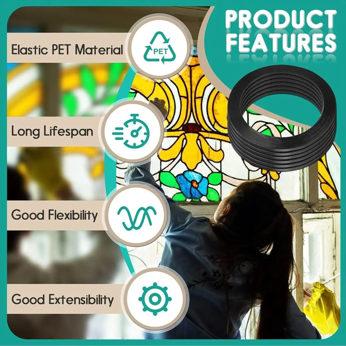 

6-упаковка цветной стеклянной проволоки — рулон стеклянной аппликации — искусственная проволока из черного цветного ПЭТ для покраски стекла