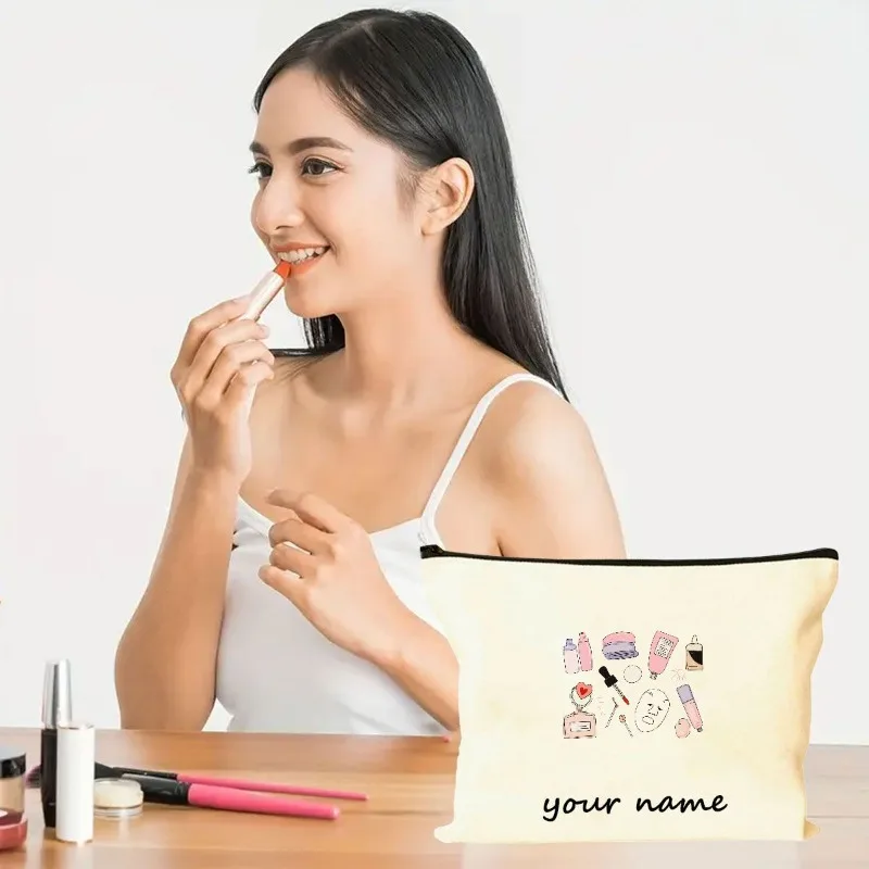 Personalized Custom Large Capacity Makeup Bag Portable Travel Toiletry Organizer Pouch Coin Purse Pen Case Suitable Gifts