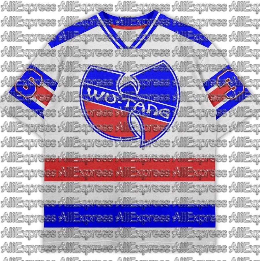 Men Wu‑Tang Clan 36 Striped Jersey T‑Shirt Vintage Hip Hop Rap Oversized Short Sleeve V‑Neck Streetwear Casual Tee Top