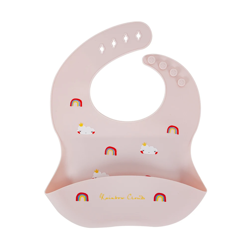 Wasserdichte Lätzchen für Kinder zum Füttern von Babys, Essen, weiches Silikon, Babeast-Cartoon-Druck, verstellbare Baby-Probier-Lätzchen – Detail 21