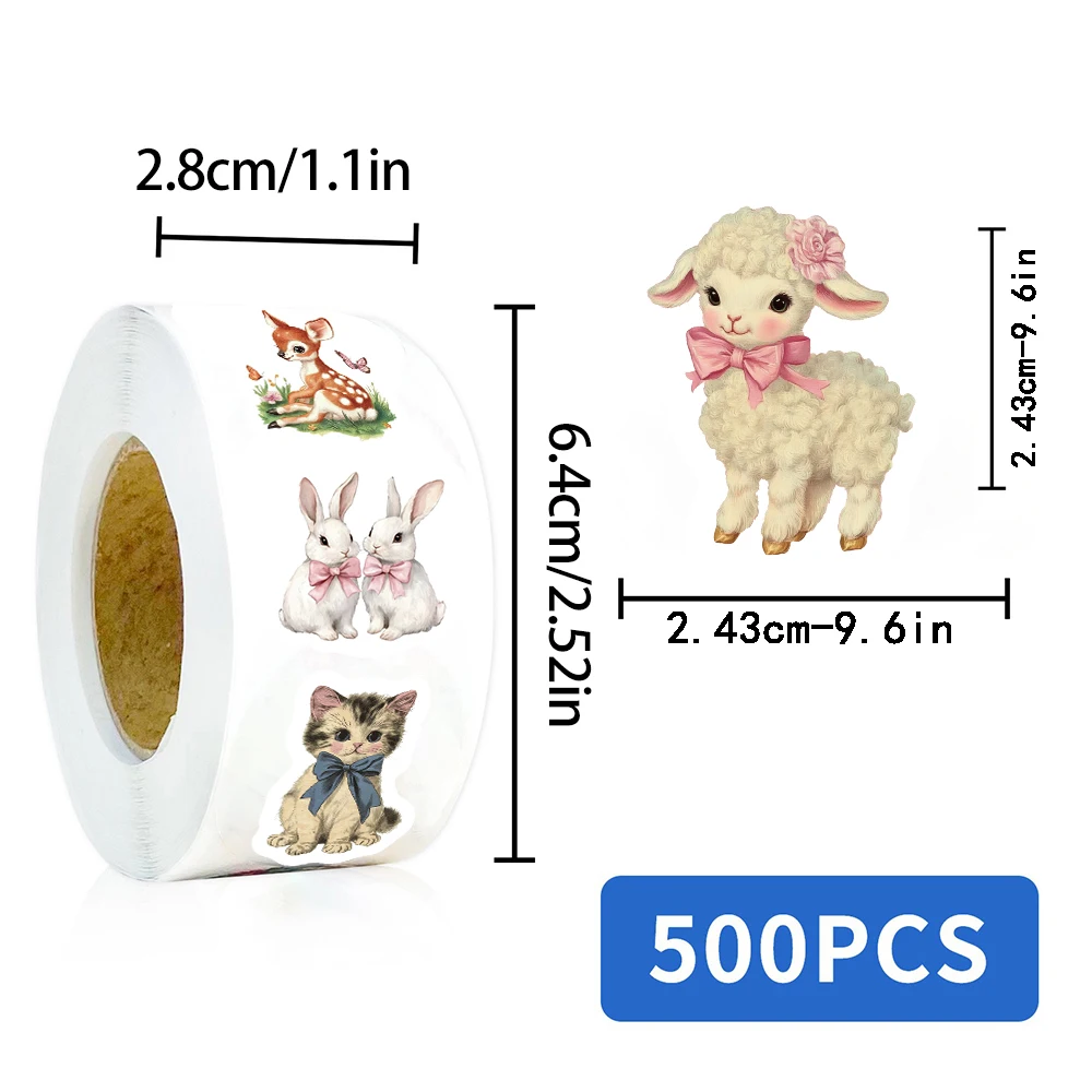 500PCS Retro Animals Roll Sticker Nostalgia Personalize Aesthetic Luggage Motorcycle Fashion Coffee Skateboard Roll Stickers