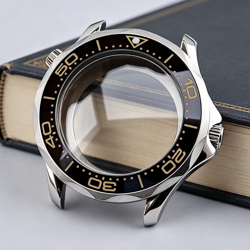 42mm High-quality Silvery Case Diving Watch Case Fits NH35 Movement Sapphire Glass Case Stainless Steel Watch Case Accessories