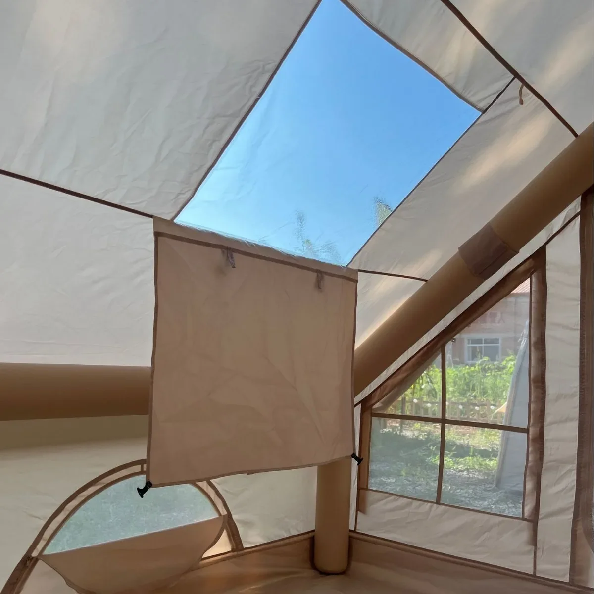 التخييم في الهواء الطلق سريعة مفتوحة خيمة قابلة للنفخ السفر Po rtable أكسفورد القماش نفخ خيمة التخييم Te nt باب واحد متعدد الأشخاص #4